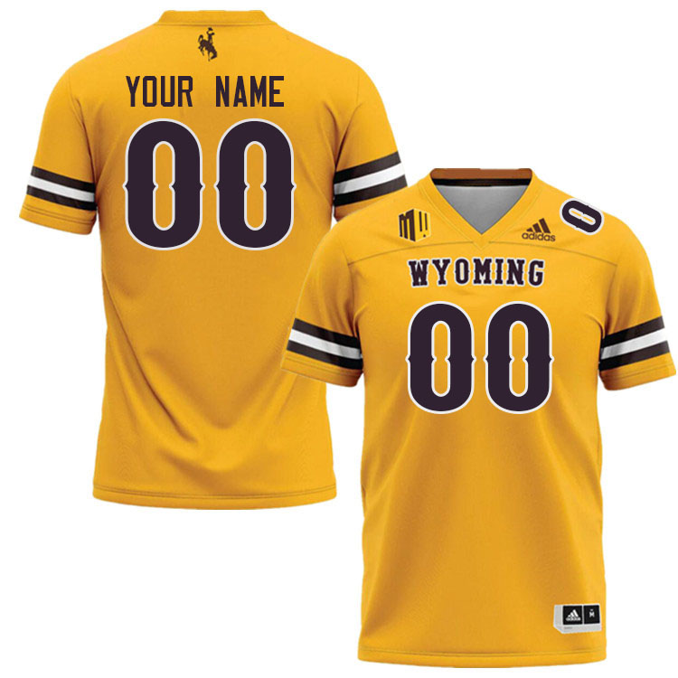 Custom Wyoming Cowboys Name And Number Football Jerseys Stitched Sale-Gold
